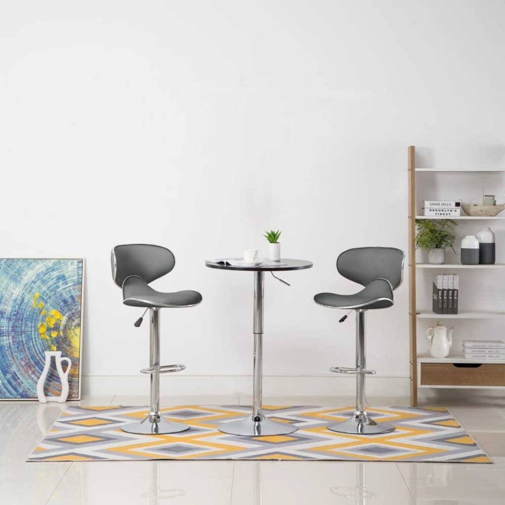 vidaXL Σκαμπό Μπαρ 2 τεμ. Γκρι από Συνθετικό Δέρμα 50x46x(87-108)cm