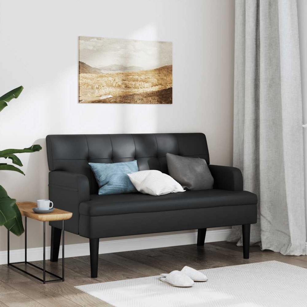 vidaXL Πάγκος με Πλάτη Μαύρο 112x65,5x75cm από Συνθετικό Δέρμα 1 τεμ.