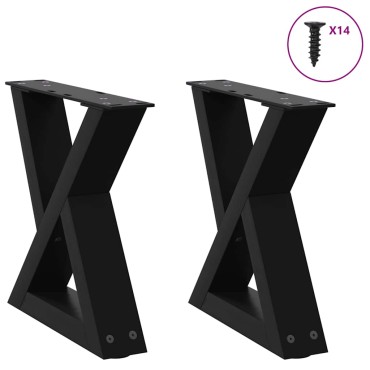 vidaXL Πόδια Τραπεζιού Σαλονιού 2 τεμ. Μαύρο 30x(30-31,3)cm Ατσάλι