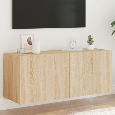vidaXL Έπιπλο Τοίχου Τηλεόρασης με LED Sonoma Δρυς 100x35x41cm
