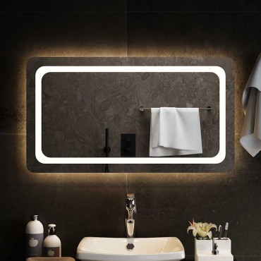 vidaXL Καθρέφτης Μπάνιου με LED 90x50 εκ.