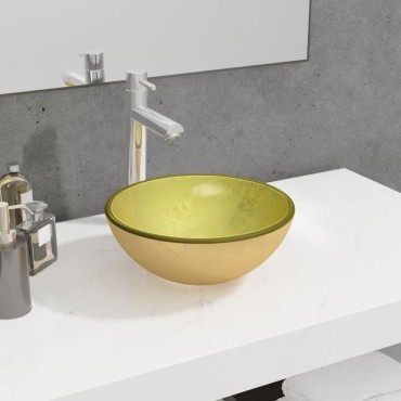 vidaXL Νιπτήρας 30 x 12 εκ. Χρώμα Χρυσού από Ψημένο Γυαλί