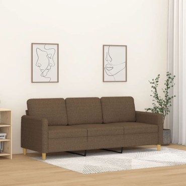 vidaXL Καναπές Τριθέσιος Καφέ Υφασμάτινος 198x77x80cm 1 τεμ.