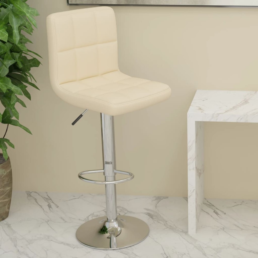 vidaXL Σκαμπό Μπαρ Κρεμ από Συνθετικό Δέρμα 40x47x(90-111)cm 1 τεμ.