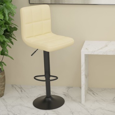 vidaXL Σκαμπό Μπαρ Κρεμ Υφασμάτινο 40x47x(90-111)cm 1 τεμ.