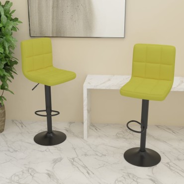 vidaXL Σκαμπό Μπαρ 2 τεμ. Πράσινα Υφασμάτινα 40x47x(90-111)cm