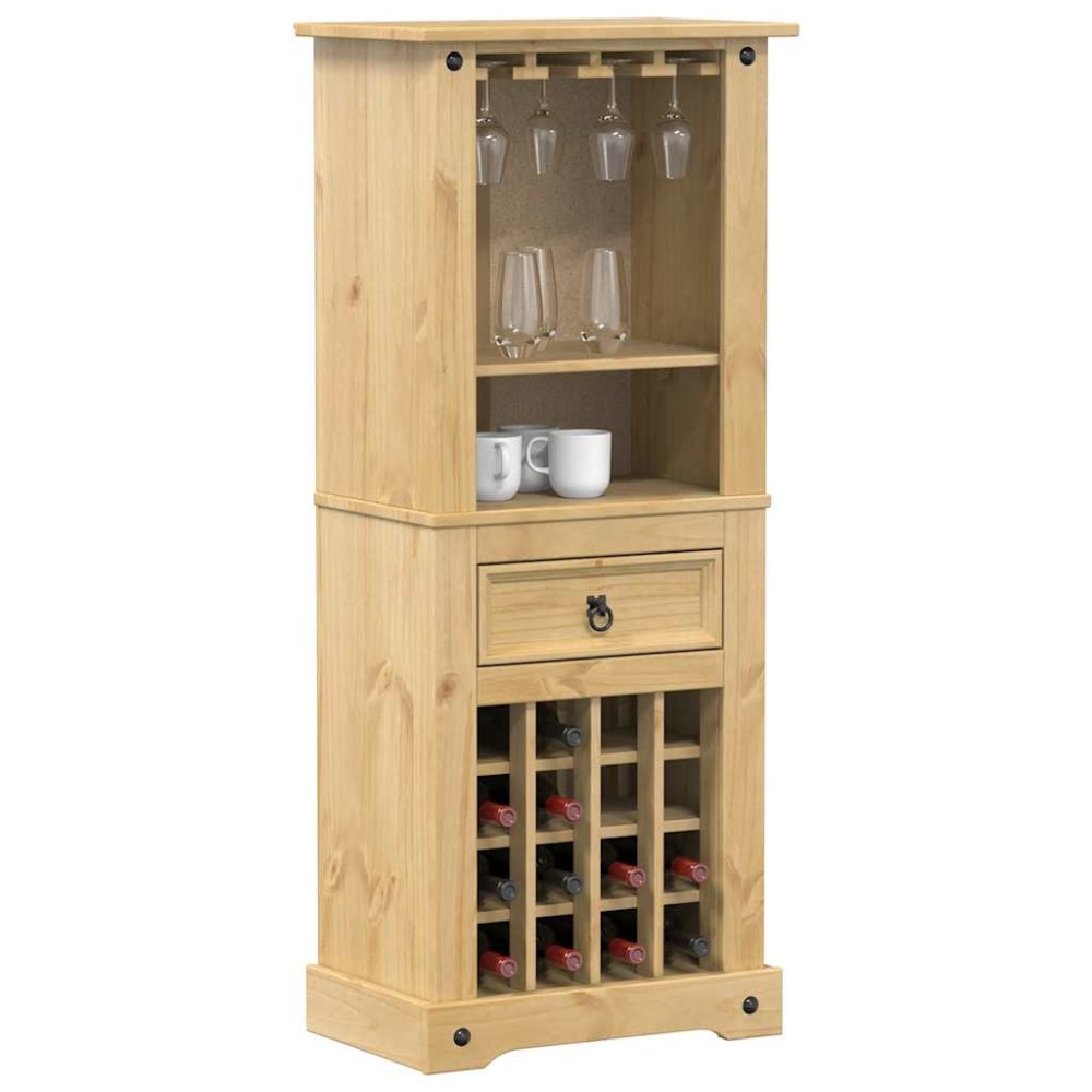 vidaXL Ραφιέρα Κρασιών Corona 56x35x134,5cm από Μασίφ Ξύλο Πεύκου 1 τεμ.