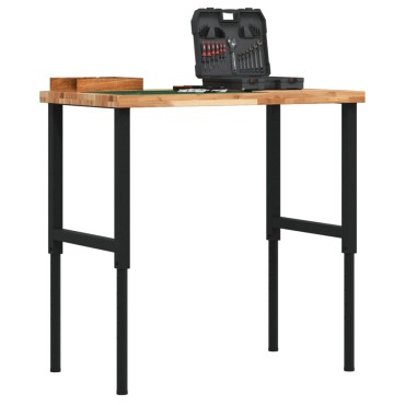 vidaXL Πάγκος Εργασίας Ορθογώνιος100x60x(73-99,5)εκ Μασίφ Ξύλο Ακακίας