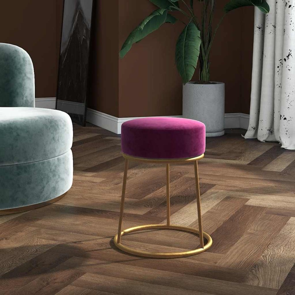 vidaXL Στρογγυλό Σκαμπό Hocker Μοβ Βελούδινο 30x38cm