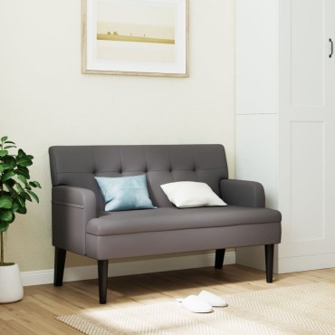 vidaXL Παγκάκι με Πλάτη Γκρι 112x65,5x75cm από Συνθετικό Δέρμα