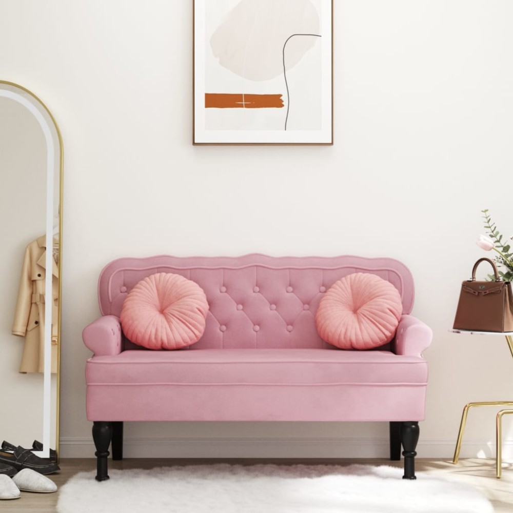 vidaXL Παγκάκι με Πλάτη Ροζ 119,5x64,5x75cm Βελούδινο