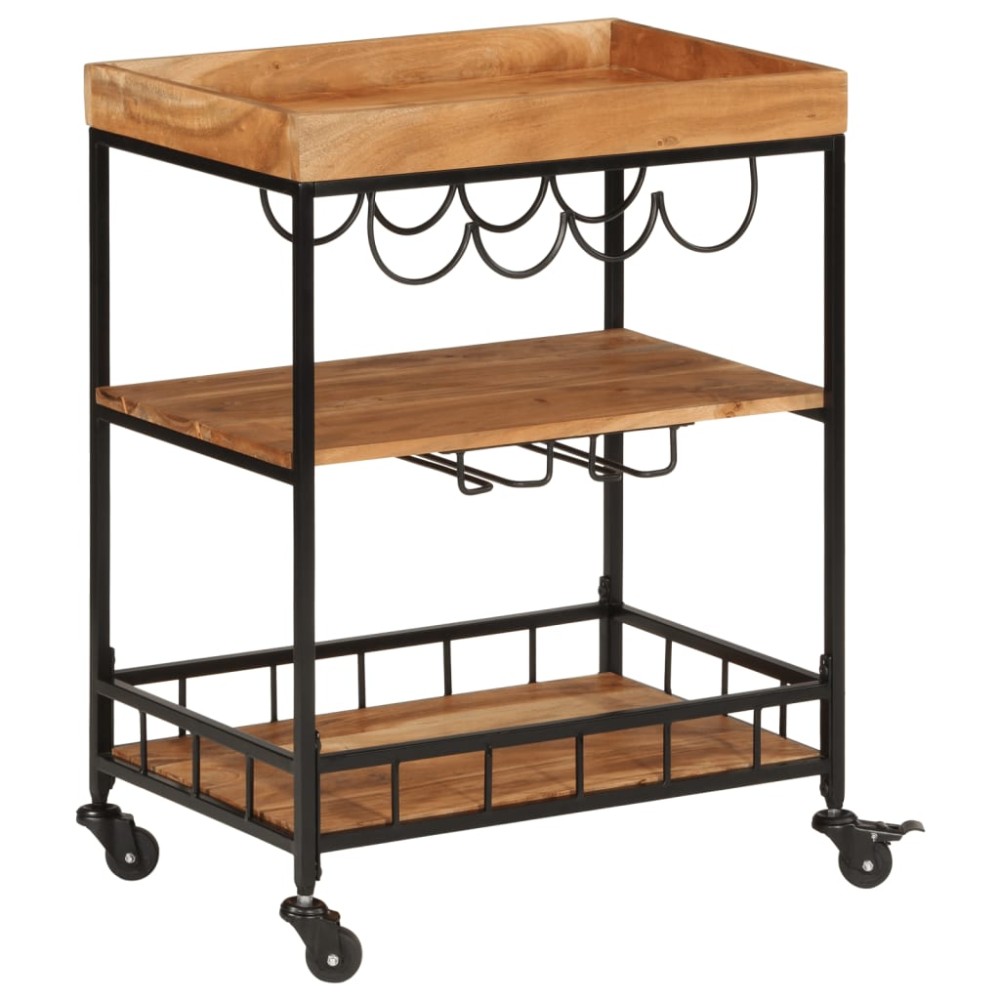 vidaXL Καροτσάκι Μπαρ 60x40x80cm από Μασίφ Ξύλο Ακακίας & Σίδηρο
