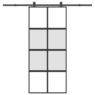vidaXL Συρόμενη πόρτα με σετ υλικού 90x205 cm από γυαλί και αλουμίνιο