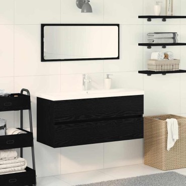 vidaXL Ντουλάπα Νιπτήρα Mπάνιου Μαύρη Οξυά 90x39x62cm 1 τεμ.