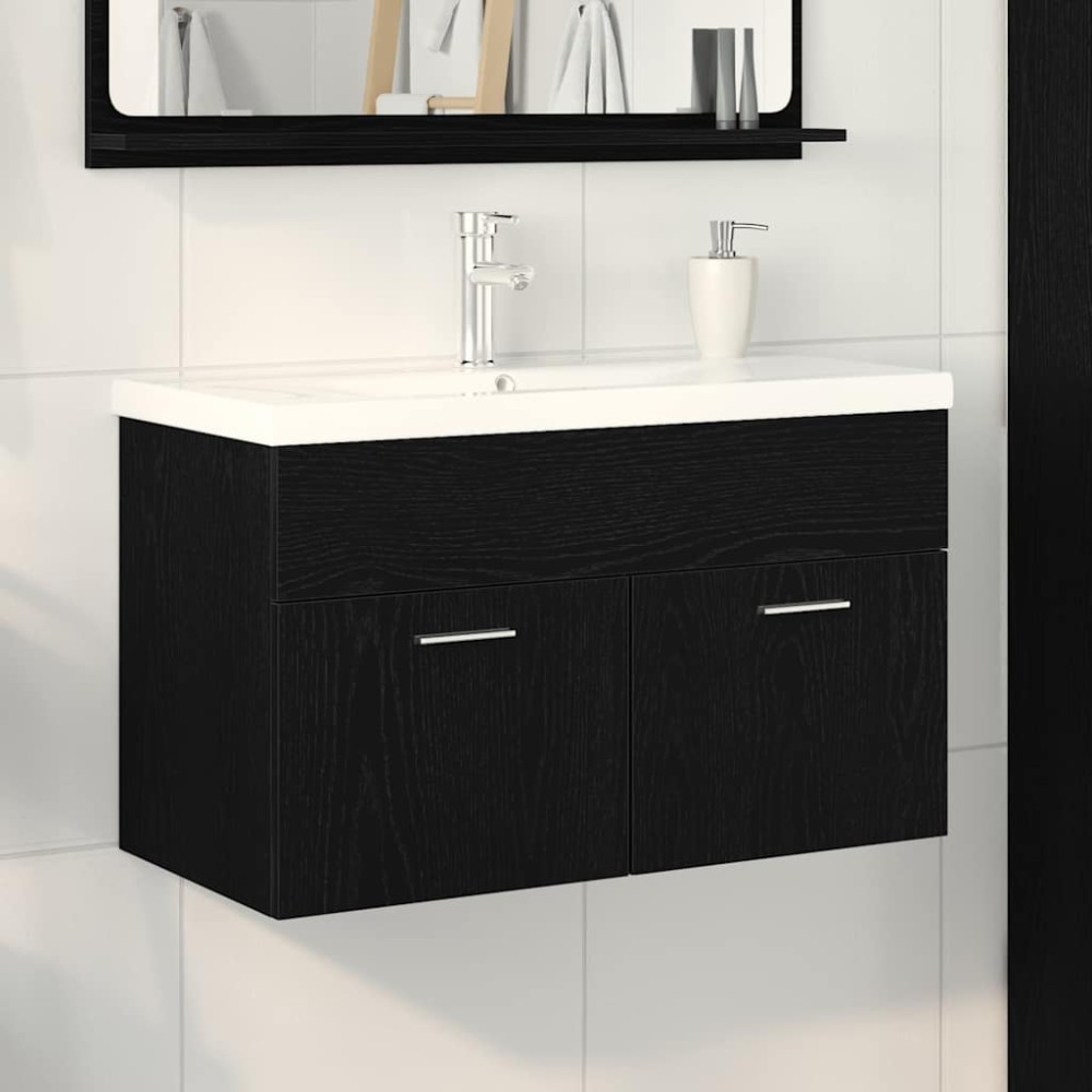 vidaXL Ντουλάπι Μπάνιου Μαύρη Οξυά 80x38,5x46cm