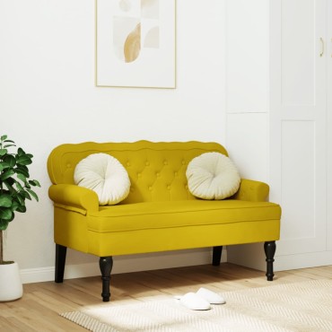 vidaXL Παγκάκι με Πλάτη Κίτρινο 119,5x64,5x75cm Βελούδινο