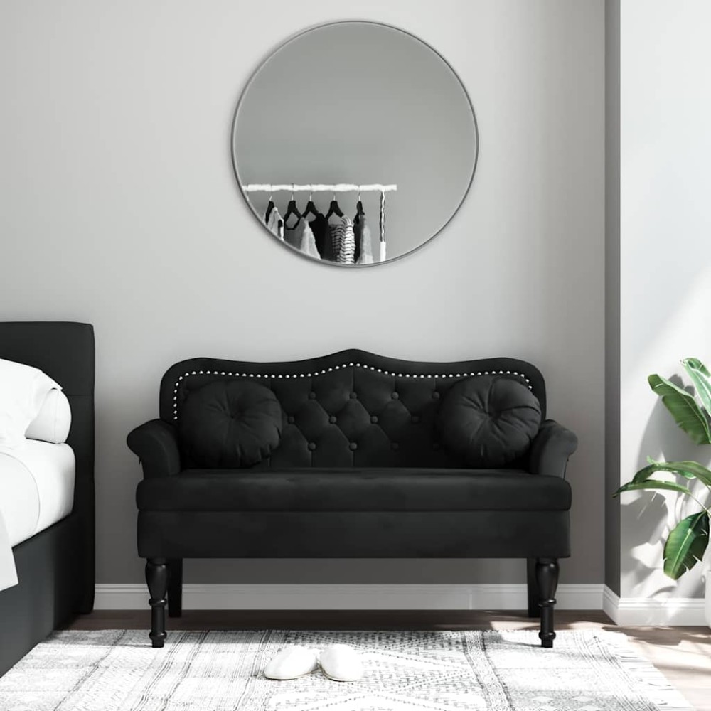 vidaXL Πάγκος με Μαξιλάρια Μαύρο Βελούδο 120,5x65x75cm 1 τεμ.