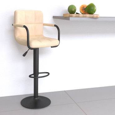 vidaXL Σκαμπό Μπαρ Κρεμ Βελούδινο 48x47x(90-111)cm 1 τεμ.