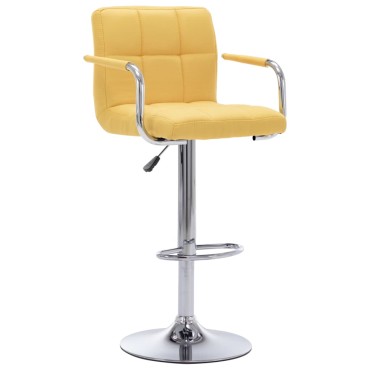 vidaXL Καρέκλα Μπαρ Κίτρινη Υφασμάτινη 53x52x(92-112)cm 1 τεμ.