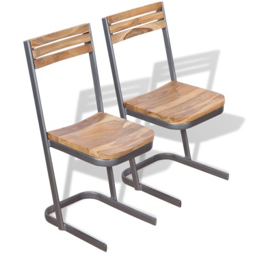 vidaXL Καρέκλες Τραπεζαρίας 2 τεμ. από Μασίφ Ξύλο Teak 33x39x75cm