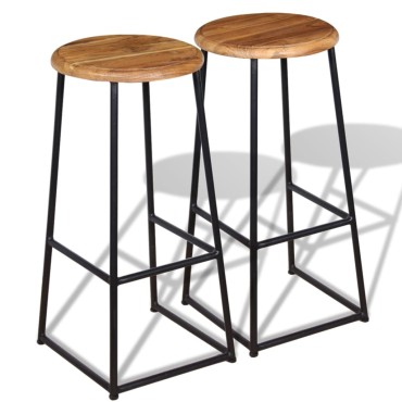 vidaXL Σκαμπό Μπαρ 2 τεμ. από Μασίφ Ξύλο Teak 35x35x76cm