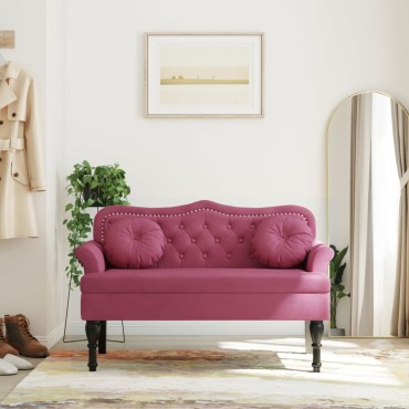 vidaXL Παγκάκι με Μαξιλάρια Μπορντό 120,5x65x75cm Βελούδινο