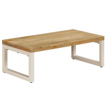 vidaXL Τραπεζάκι Σαλονιού 100x50x35cm από Μασίφ Ξύλο Μάνγκο / Ατσάλι 1 τεμ.