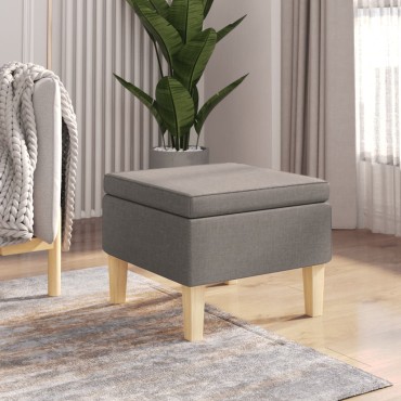 vidaXL Σκαμπό με Ξύλινα Πόδια Taupe Υφασμάτινο 52x52x42cm 1 τεμ.