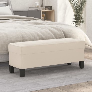 vidaXL Πάγκος Κρεμ 100x35x41cm από Ύφασμα Μικροϊνών 1 τεμ.