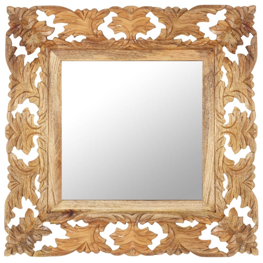 vidaXL Καθρέφτης Σκαλιστός στο Χέρι Καφέ 50x50 εκ. Μασίφ Ξύλο Μάνγκο