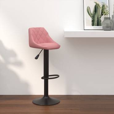 vidaXL Σκαμπό Μπαρ Ροζ Βελούδινο 46x44x(82-103)cm 1 τεμ.