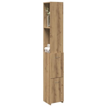 vidaXL Ντουλάπι μπάνιου Δρυς τεχνίτης 25x25x170cm Κατασκευασμένο ξύλο