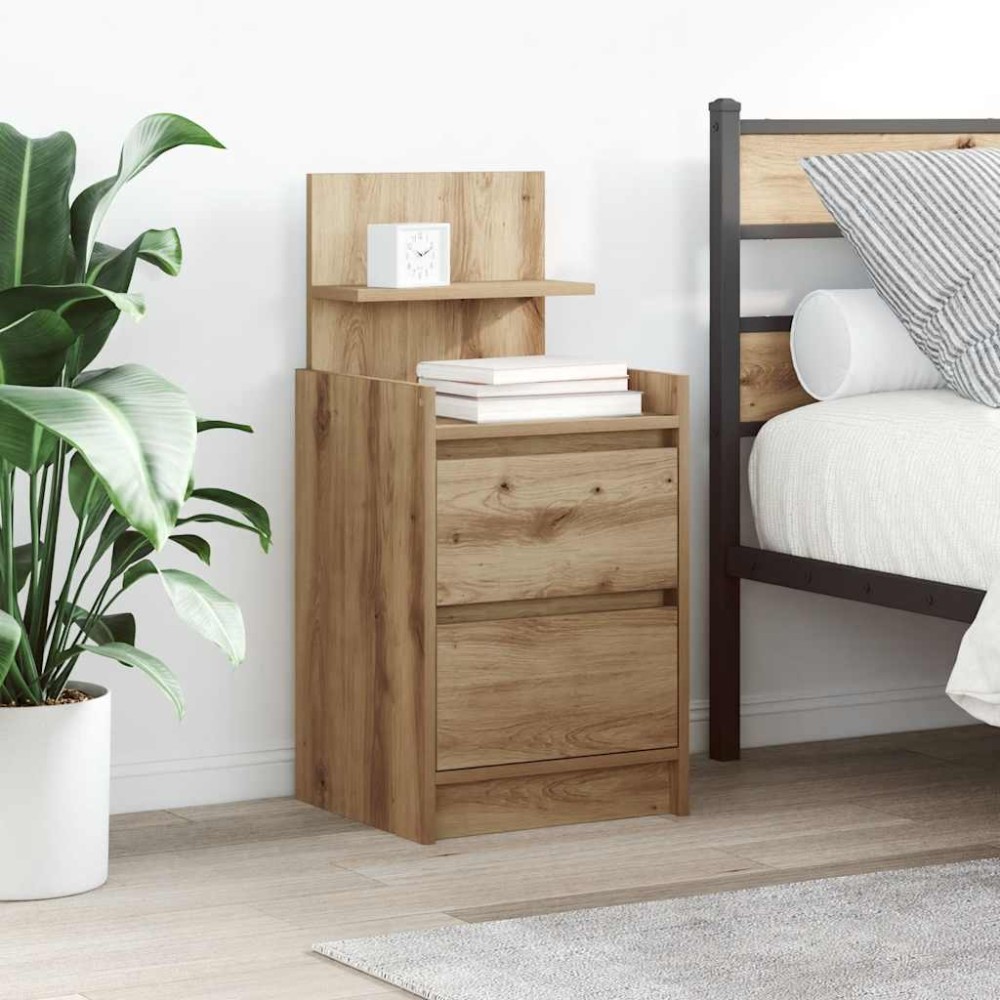 vidaXL Κομοδίνο με 2 συρτάρια Αρτισιανή Δρυς 38x34x80cm 1 τεμ.