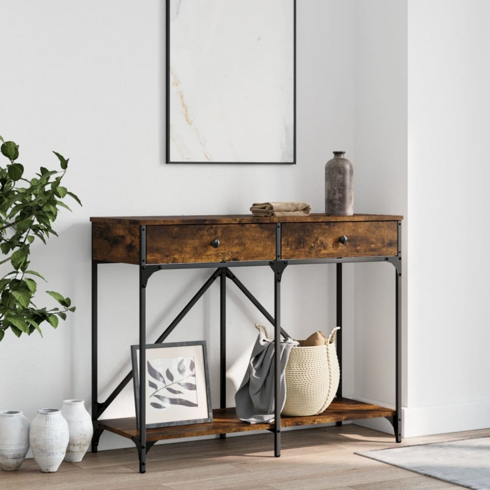 vidaXL Τραπέζι Κονσόλα Καπνιστή Δρυς 100x39x78,5cm Επεξεργασμένο Ξύλο 1 τεμ.