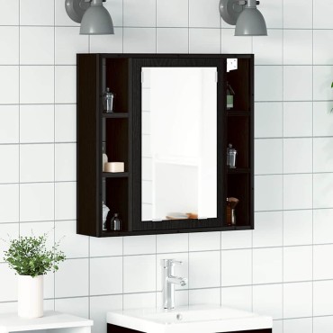 vidaXL Ντουλάπι Καθρέφτη Μπάνιου Μαύρο Δρυς 60x16x60cm από Τεχνητό Ξύλο 1 τεμ.