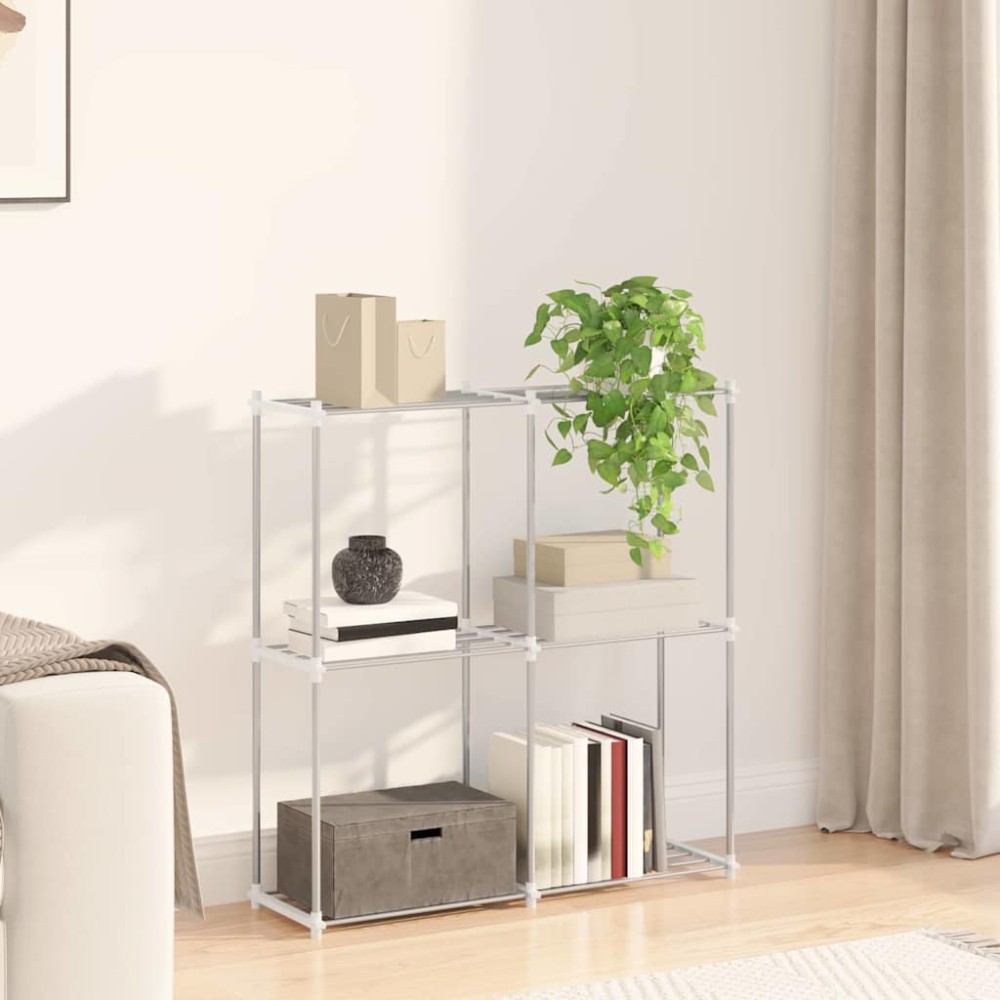 vidaXL Τούβλο Ράφι με αποθήκευση Λευκό 86x27x90cm Αλουμίνιο