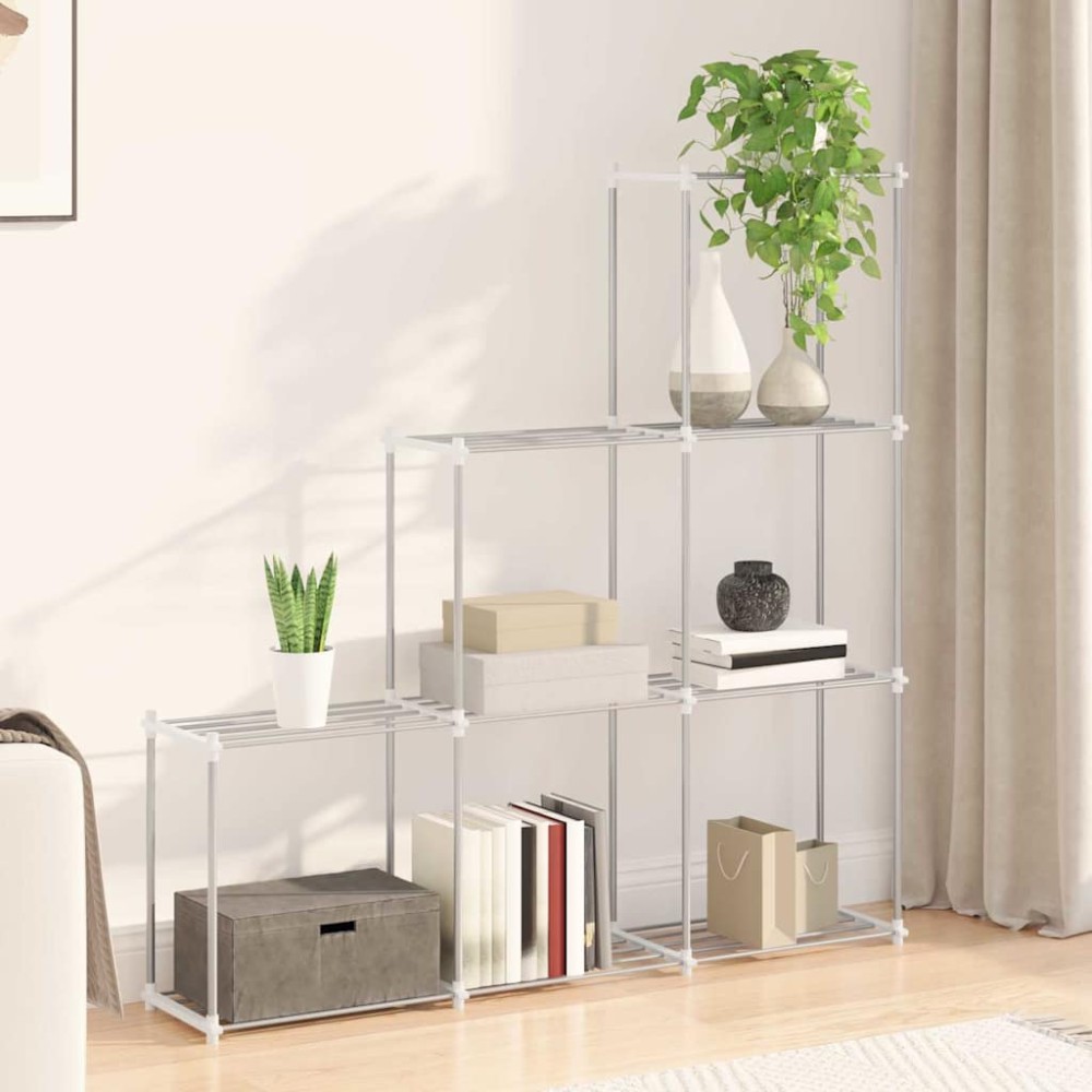 vidaXL Τούβλο Ράφι με αποθήκευση Λευκό 129x27x132cm Αλουμίνιο