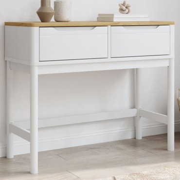 vidaXL Τραπέζι Κονσόλα FLORO Λευκό 89,5x36,5x73cm Μασίφ Ξύλο Πεύκου 1 τεμ.