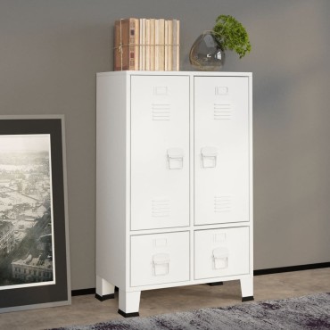 vidaXL Ντουλάπα Βιομηχανική Λευκή 67x35x107cm Ατσάλινη 1 τεμ.