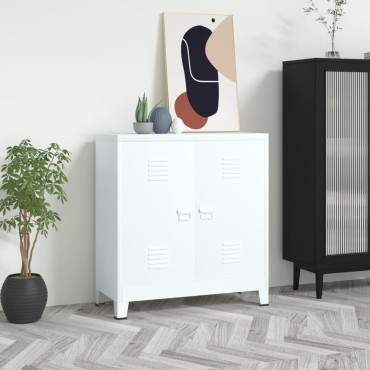 vidaXL Αρχειοθήκη Βιομηχανικού Στιλ Λευκή 90x40x100cm Ατσάλινη 1 τεμ.