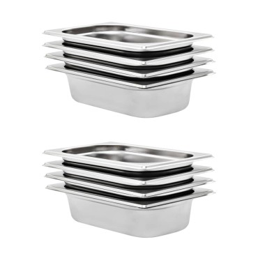 vidaXL Λεκάνες Gastronorm 8 τεμ. GN 1/4 65 χιλ. από Ανοξείδωτο Ατσάλι