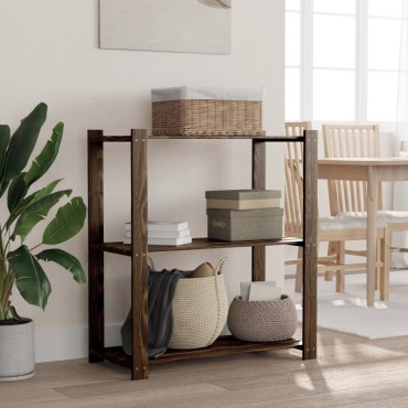 vidaXL Ραφιέρα με 3 Ράφια Μαύρο 80x38x90cm Μασίφ Ξύλο Πεύκου 1 τεμ.