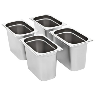 vidaXL Λεκάνες Gastronorm 4 τεμ. GN 1/4 200 χιλ. από Ανοξείδωτο Ατσάλι