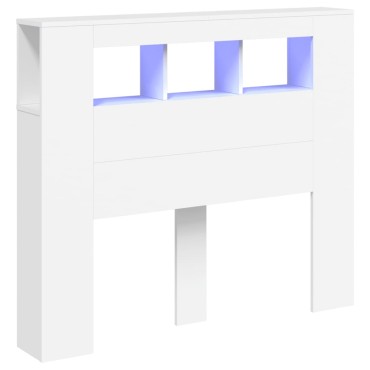 vidaXL Κεφαλάρι Κρεβατιού με LED Λευκό 120x18,5x103,5cm Επεξεργ. Ξύλο 1 τεμ.