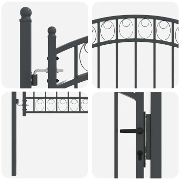vidaXL Πύλη Φράχτη EMMEN 100 x 100 cm Ατσάλι με Επικάλυψη Πούδρας Γκρι