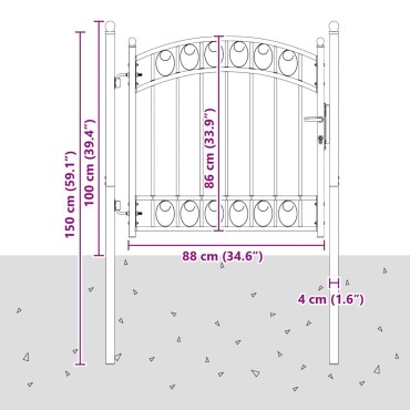 vidaXL Πύλη Φράχτη EMMEN 100 x 100 cm Ατσάλι με Επικάλυψη Πούδρας Γκρι