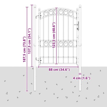 vidaXL Πύλη Φράχτη EMMEN 170 x 100 εκ. Ατσάλι με Επικάλυψη Πούδρας