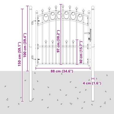 vidaXL Πύλη Φράχτη με Ακίδες EMMEN 100 x 100 cm