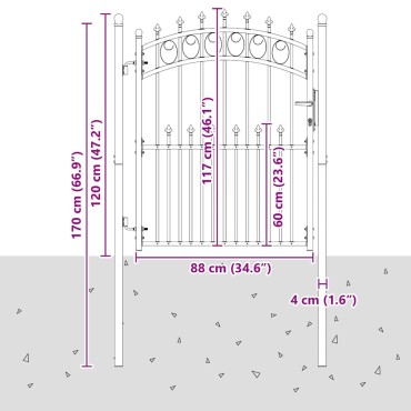 vidaXL Πύλη Φράχτη με Ακίδες EMMEN 150 x 100 cm