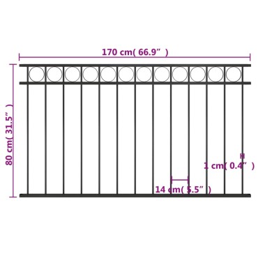 vidaXL Πάνελ Περίφραξης ASSEN Ατσάλινο Μαύρο 163x80cm